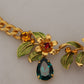 Dolce & Gabbana Elegant Floral Fruit Motif Gold Necklace