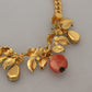 Dolce & Gabbana Elegant Floral Fruit Motif Gold Necklace