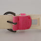 John Galliano Pink Leather Letter Logo Round Buckle Waist Belt