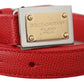 Dolce & Gabbana Genuine Leather Red Statement Belt