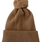 Dolce & Gabbana Brown Solid Knitted Fur Ball Winter Beanie Hat
