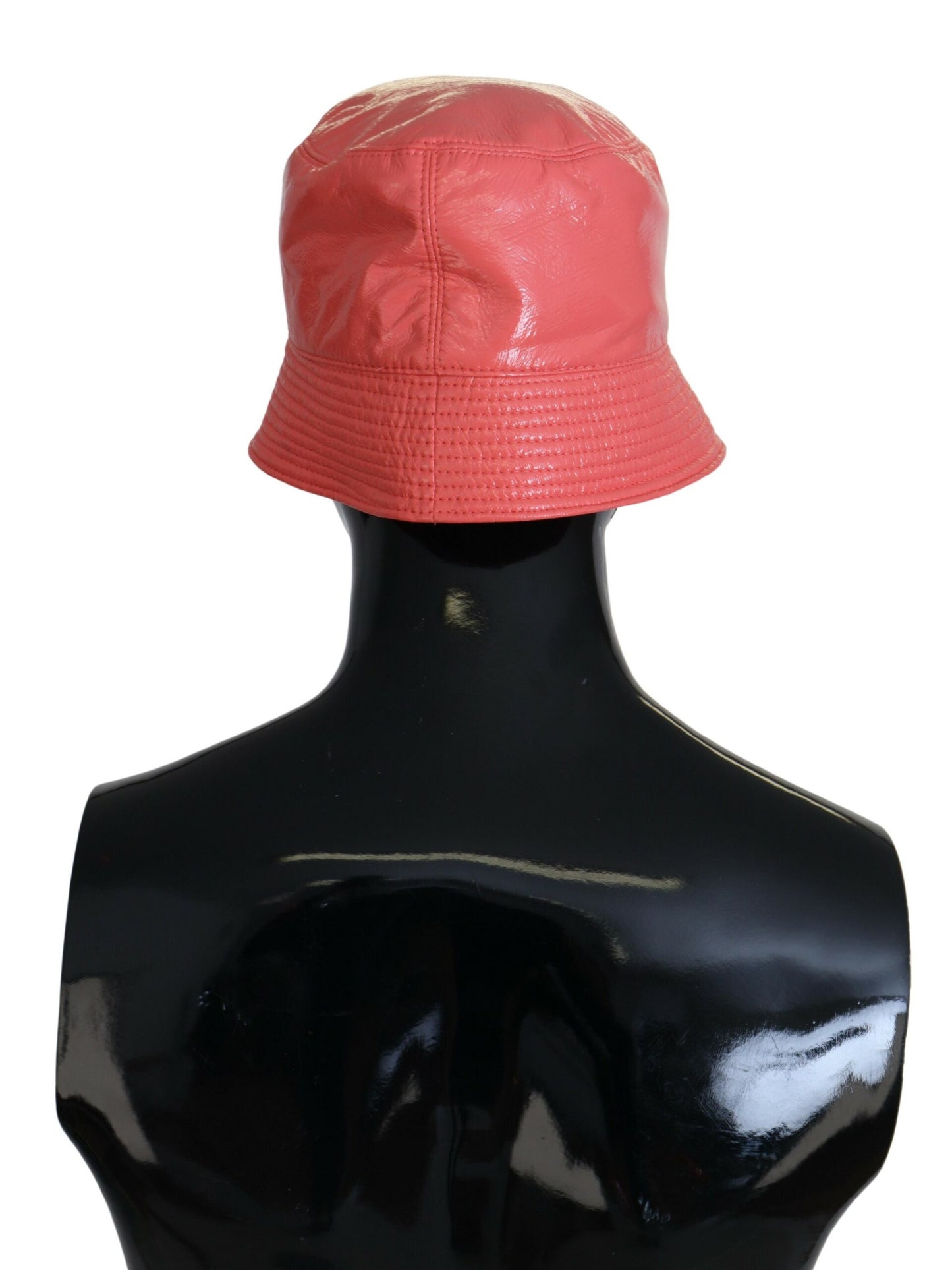 Dolce & Gabbana Peach Quilted Faux Leather Women Bucket Cap Hat