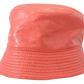 Dolce & Gabbana Peach Quilted Faux Leather Women Bucket Cap Hat