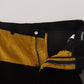 Dolce & Gabbana Elegant Black Tapered Trousers with Yellow Accent