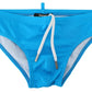 Dsquared² Sleek Blue Swim Briefs with Yellow Logo Print