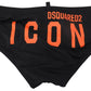 Dsquared² Elegant Black Swim Briefs with Orange Logo