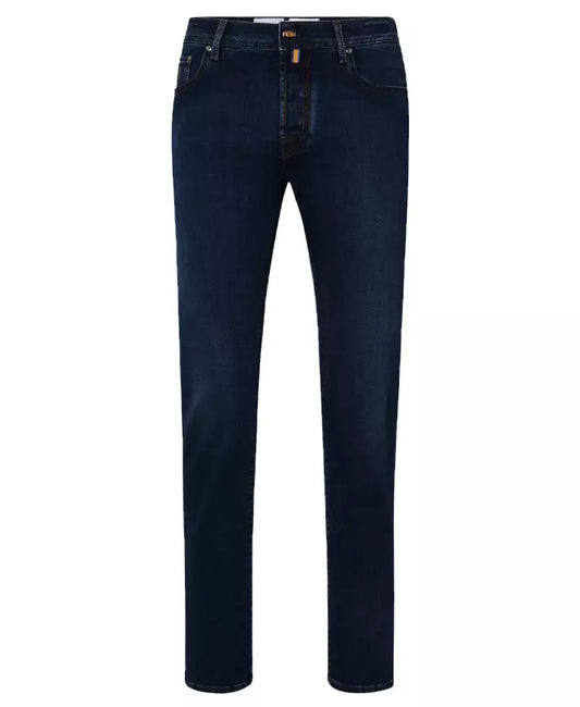 Jacob Cohen Chic Dark Blue Bard Denim with Contrast Stitching