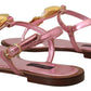 Dolce & Gabbana Chic Pink Leather Sandals with Exquisite Embellishment