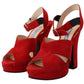 Prada Radiant Red Suede Ankle Strap Sandals