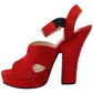 Prada Radiant Red Suede Ankle Strap Sandals