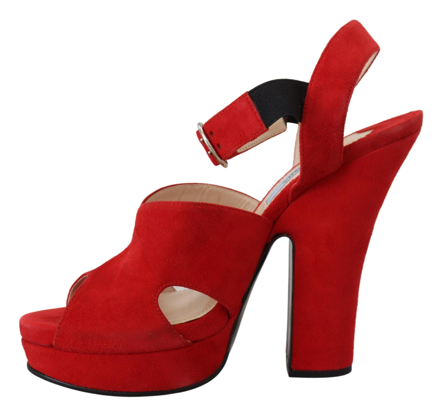 Prada Radiant Red Suede Ankle Strap Sandals