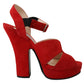 Prada Radiant Red Suede Ankle Strap Sandals