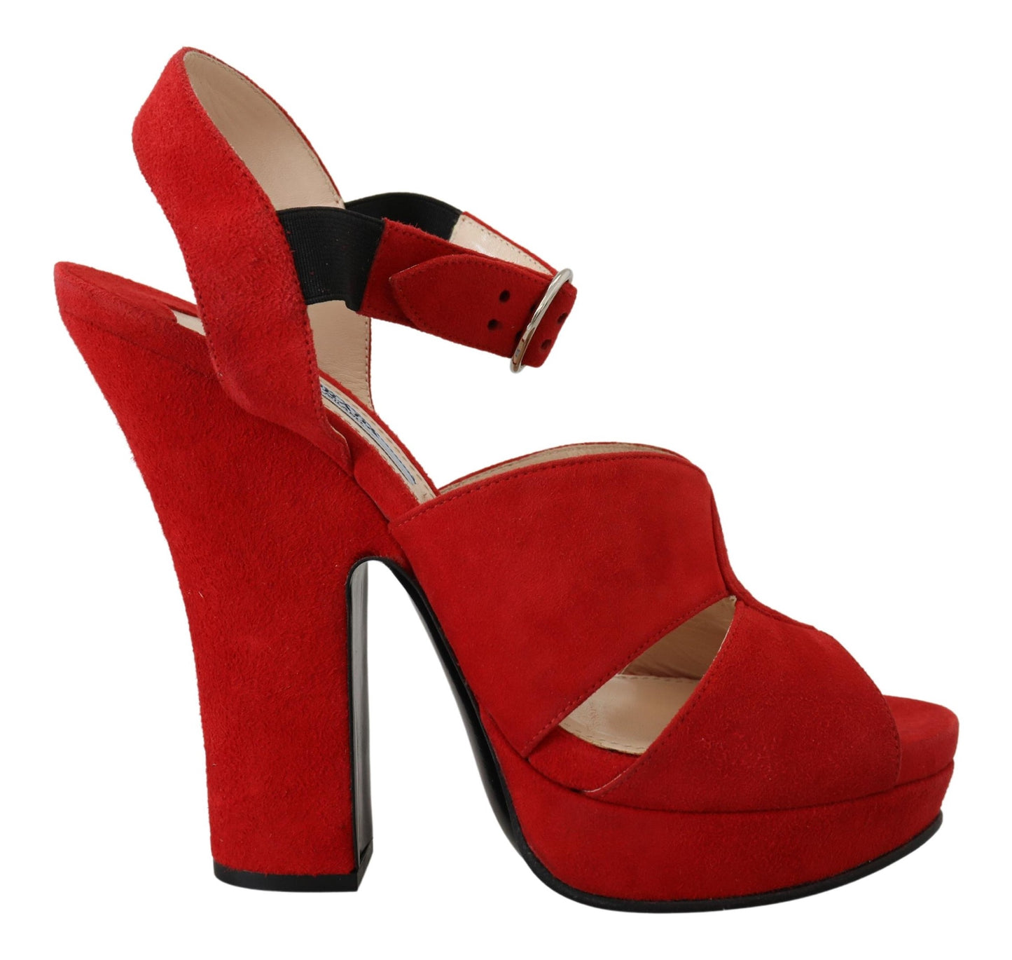 Prada Radiant Red Suede Ankle Strap Sandals