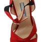 Prada Radiant Red Suede Ankle Strap Sandals