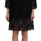 Dolce & Gabbana Elegant Black Floral Lace Shift Dress