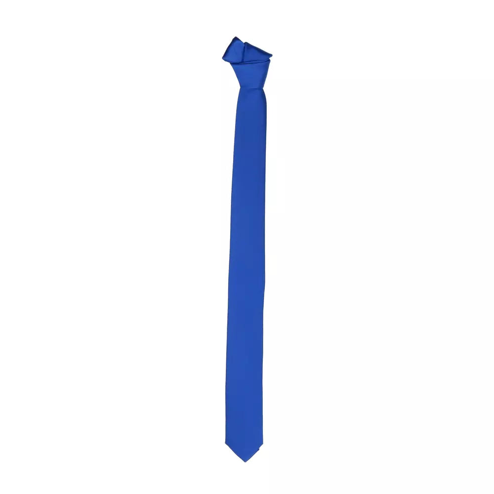 Emilio Romanelli Sleek Silk Slim Tie in Solid Blue