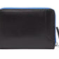 Marcelo Burlon Sleek Black Leather Card Holder with Blue Accents