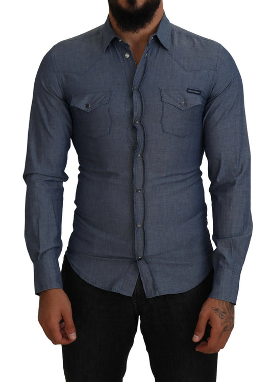 Dolce & Gabbana Elegant Casual Blue Cotton Shirt