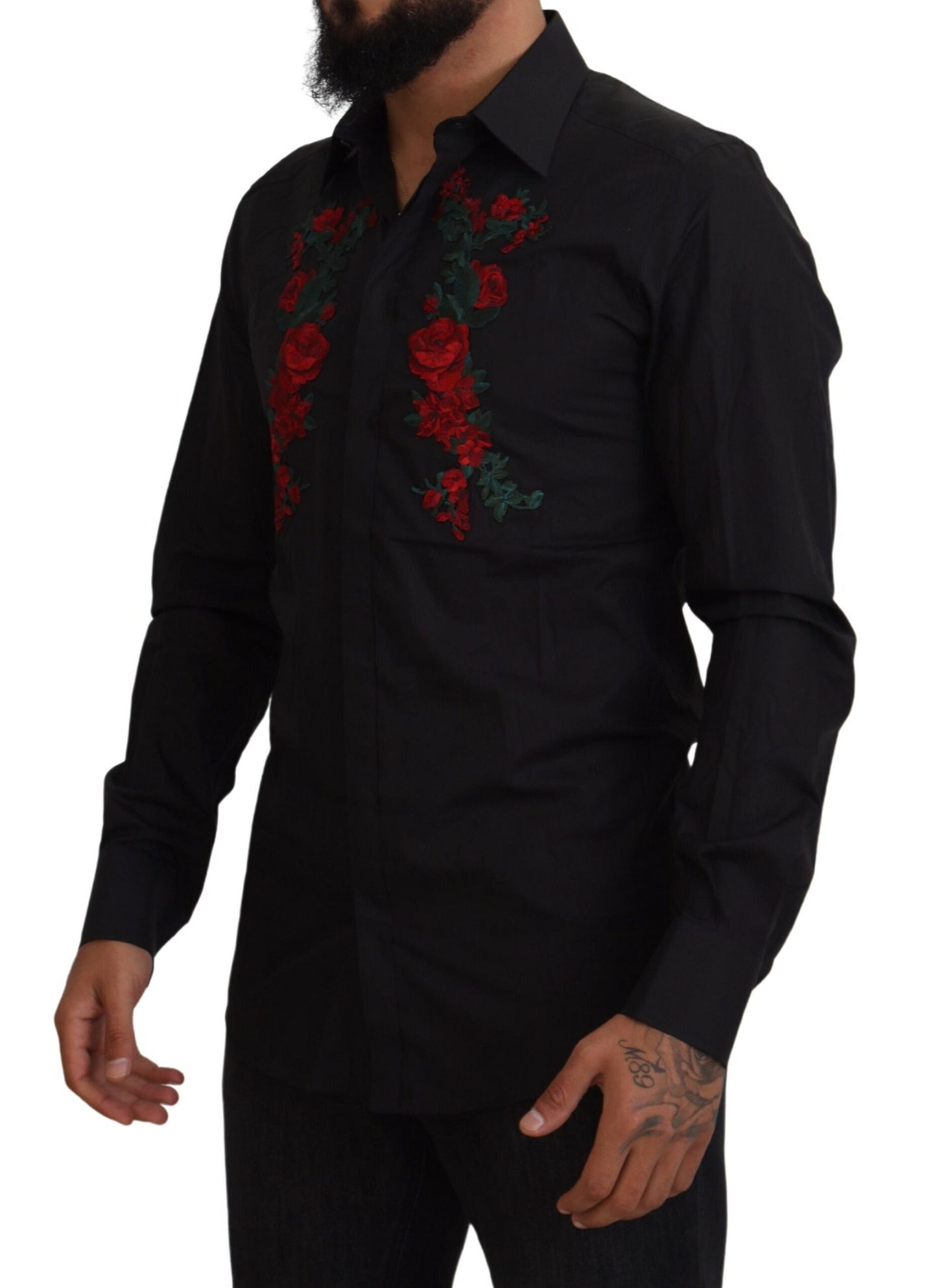 Dolce & Gabbana Elegant Floral Embroidered Cotton Shirt