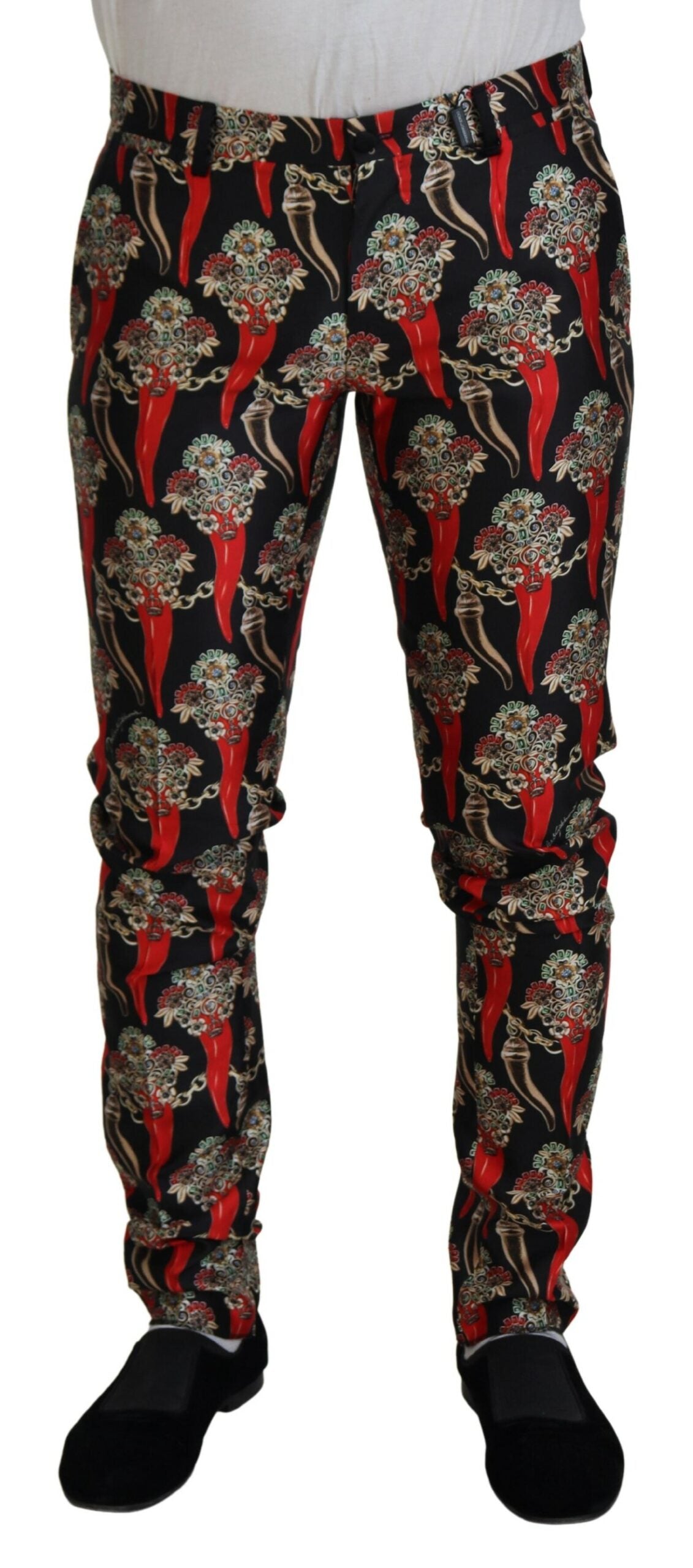 Dolce & Gabbana Multicolor Silk Blend Skinny Pants