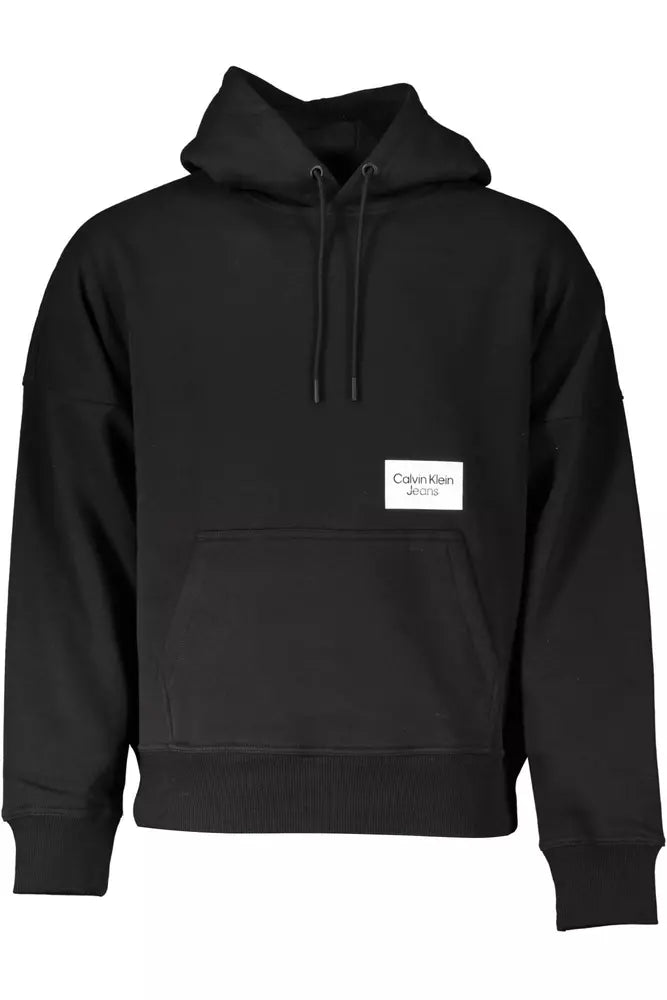 Calvin Klein Elegant Black Cotton Blend Hooded Sweatshirt