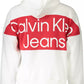 Calvin Klein Chic White Hooded Sweatshirt with Logo Print