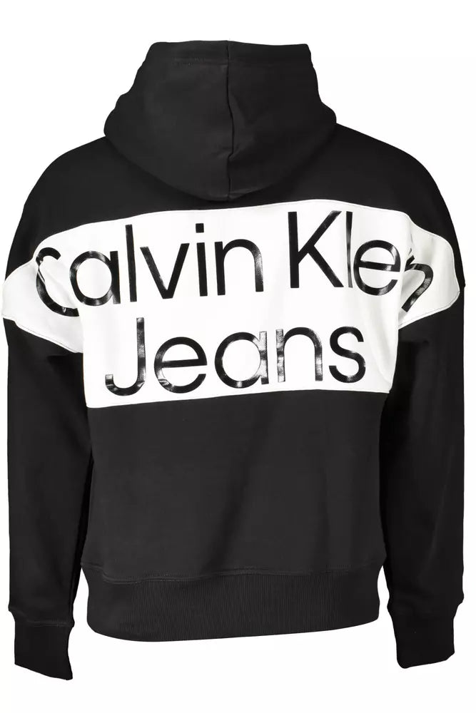 Calvin Klein Elegant Black Cotton Blend Hooded Sweatshirt