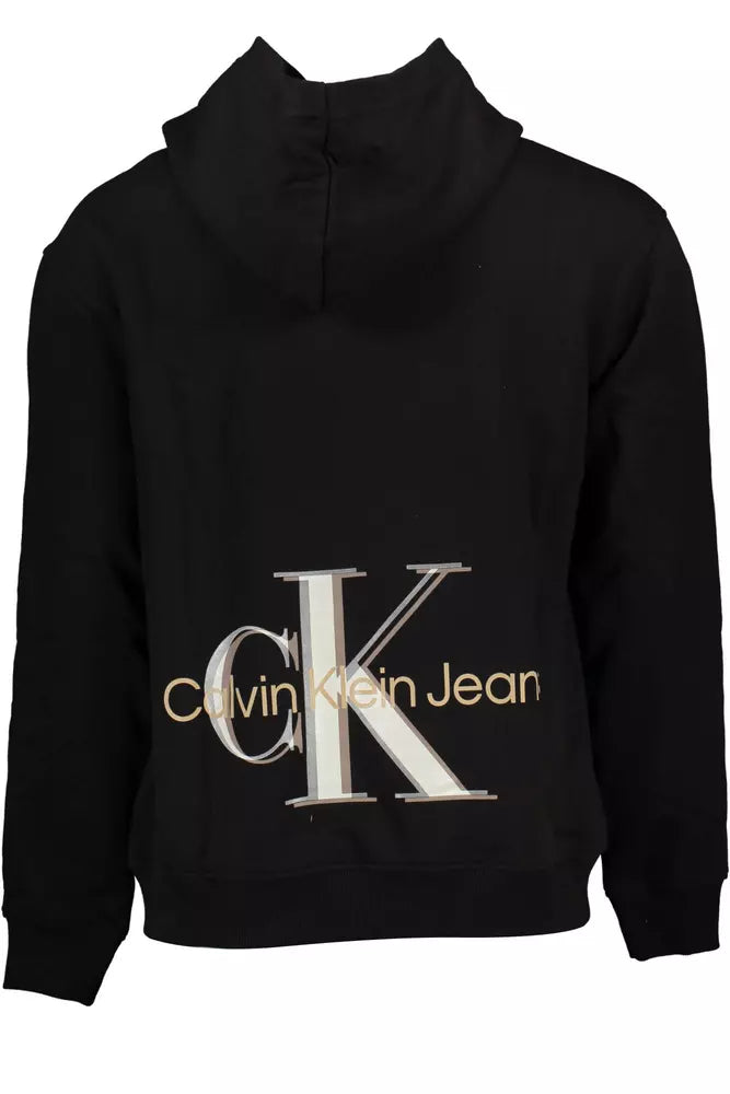 Calvin Klein Sleek Black Hooded Sweatshirt with Logo Design