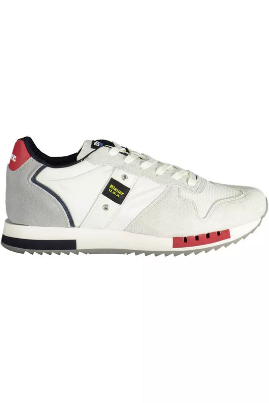 Blauer White Leather Men Sneaker