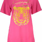 Cavalli Class Chic Pink Cotton Tee with Signature Print