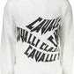 Cavalli Class Elegant White Brushed Sweatshirt with Logo Print