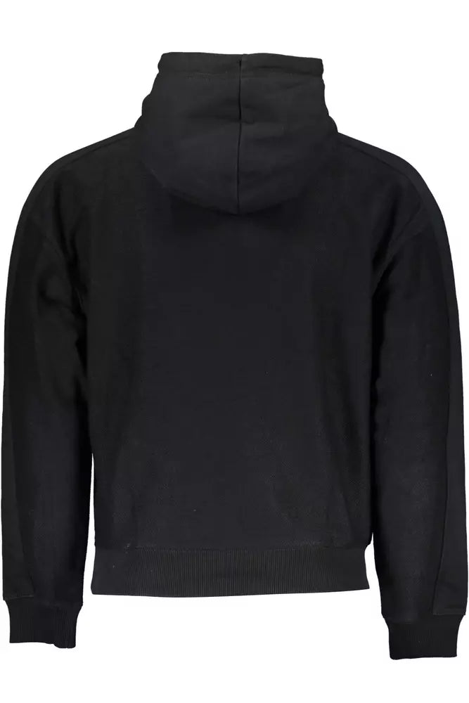 Calvin Klein Elegant Black Hooded Sweatshirt with Contrasting Logo