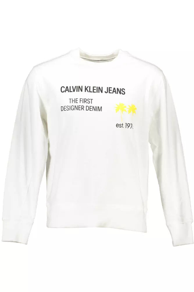 Calvin Klein Organic Cotton Logo Sweatshirt in White