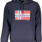 Napapijri Blue Cotton Hooded Sweatshirt with Logo Print