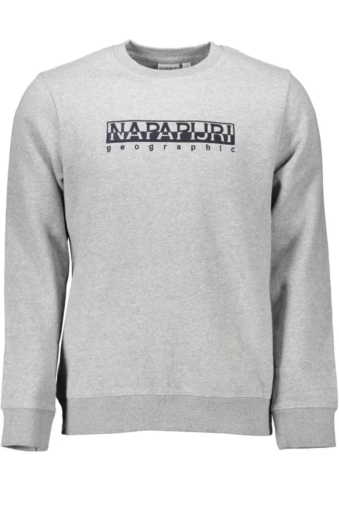 Napapijri Chic Gray Embroidered Organic Cotton Sweatshirt