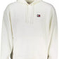 Tommy Hilfiger Sleek White Hooded Sweatshirt with Central Pocket