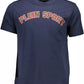 Plein Sport Sleek Blue Crew Neck Tee with Contrasting Prints