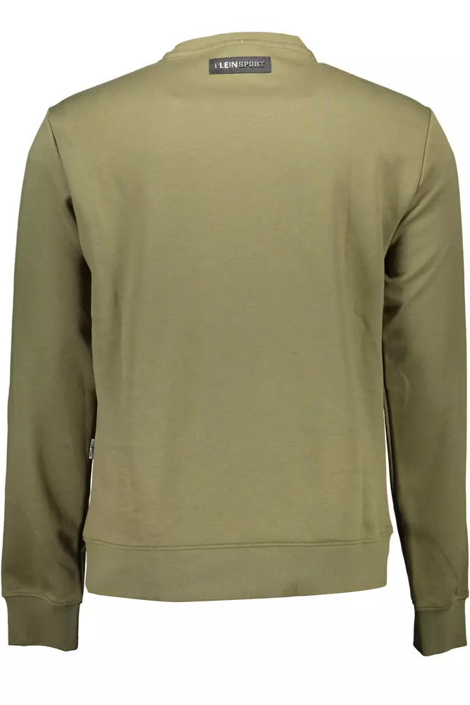 Plein Sport Green Cotton Blend Logo Sweatshirt