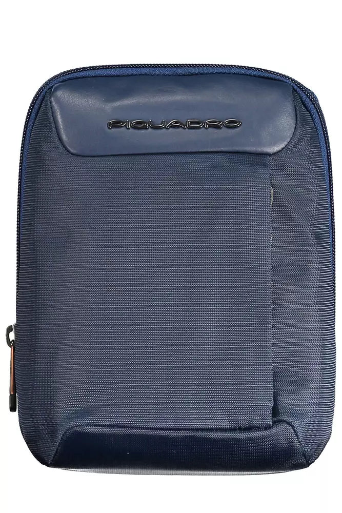 Piquadro Eco-Conscious Blue Shoulder Bag with Logo Accent