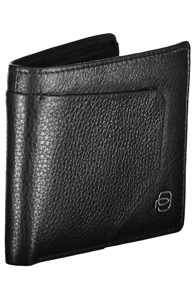 Piquadro Sleek Black Leather Bifold Wallet with RFID Block