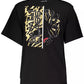 Cavalli Class Sleek Black Cotton Tee with Exclusive Print