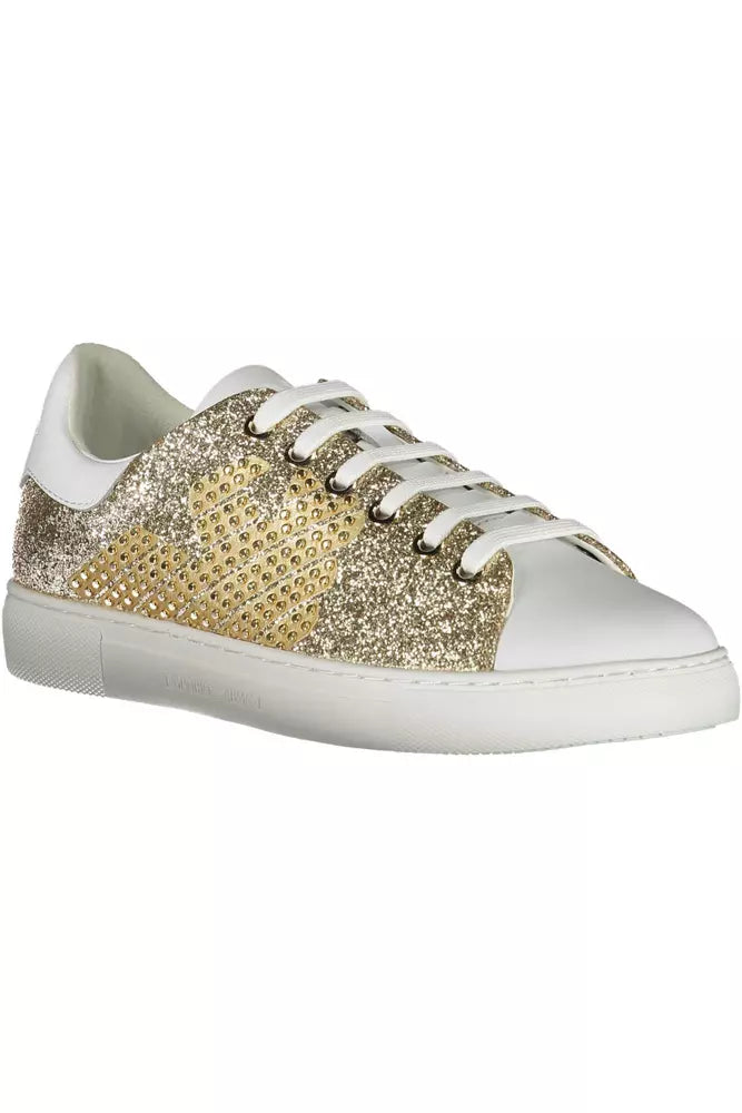 Emporio Armani Gleaming Gold Lace-Up Sport Sneakers