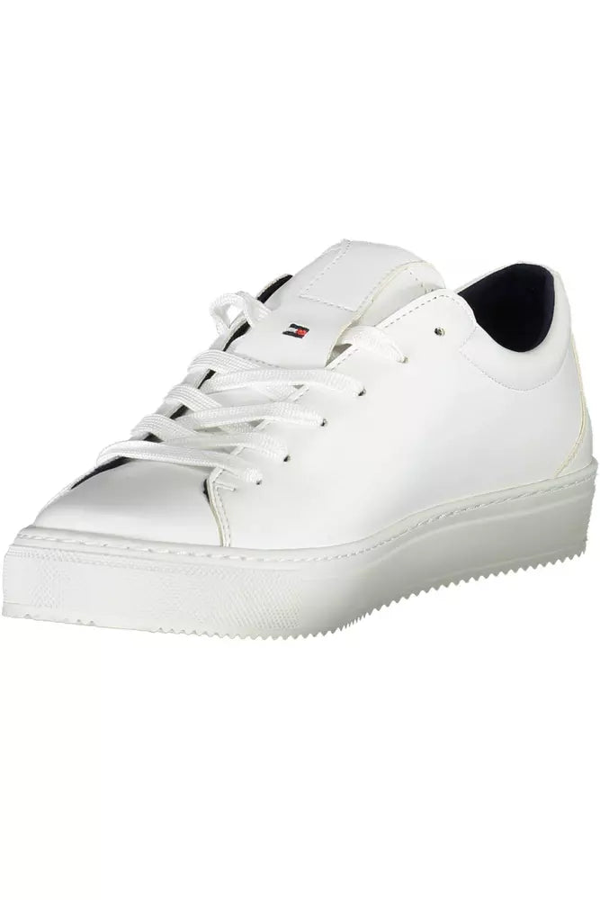 Tommy Hilfiger Chic White Lace-Up Sneakers with Logo Detail