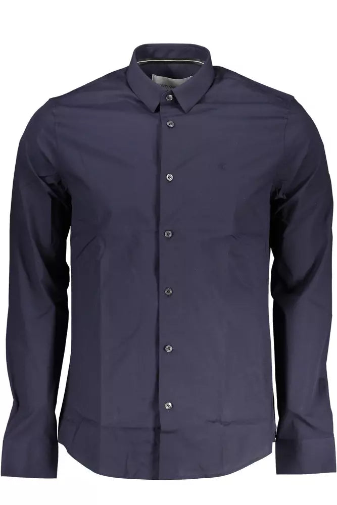 Calvin Klein Elegant Slim Fit Blue Cotton Shirt