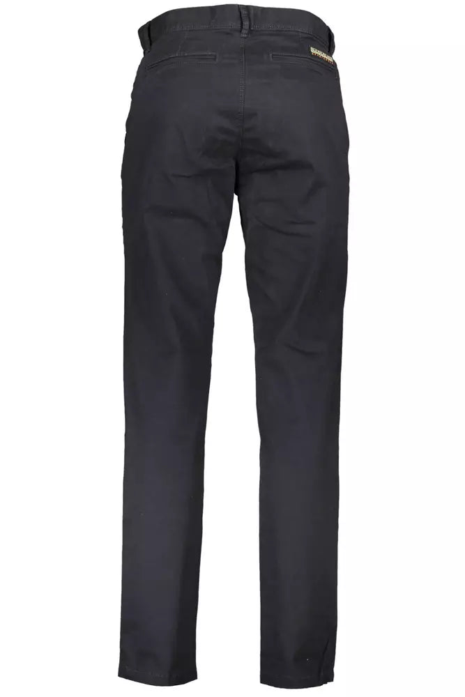 Napapijri Sleek Black Cotton Blend Trousers