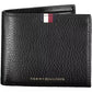 Tommy Hilfiger Elegant Black Leather Wallet with Contrast Details