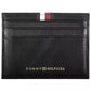 Tommy Hilfiger Sleek Black Leather Card Holder with Contrasting Detail