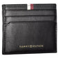 Tommy Hilfiger Sleek Black Leather Card Holder with Contrasting Detail