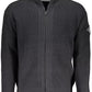 Calvin Klein Sleek Black Zip Cardigan with Logo Detail