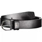 Tommy Hilfiger Elegant Black Leather Belt with Metal Buckle